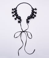 〈lilibySERI〉WOOD FLOWER RIBBON CHOKER /ウッドフラワーリボンチョーカー（BLACK）