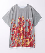 〈TENDER PERSON〉FLAME PATTERN TEE / フレームパターンTシャツ（GRAY）