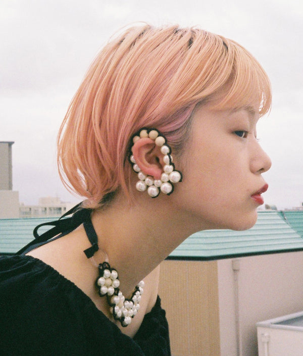 〈lilibySERI〉FUCHIDORI EAR HOOPS No,2/フチドリイヤーフープ（MULTI）