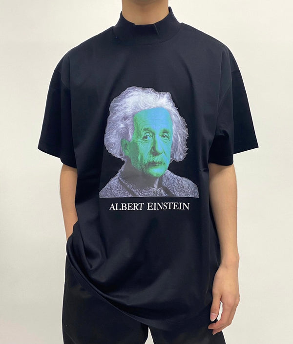 〈TENDER PERSON〉Einstein MOCKNECK TEE / アインシュタインモックネックTシャツ（BLACK）
