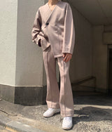 〈Y.O.N.〉SPRING KNIT FLARE PANTS / スプリングニットフレアパンツ（TAUPE）