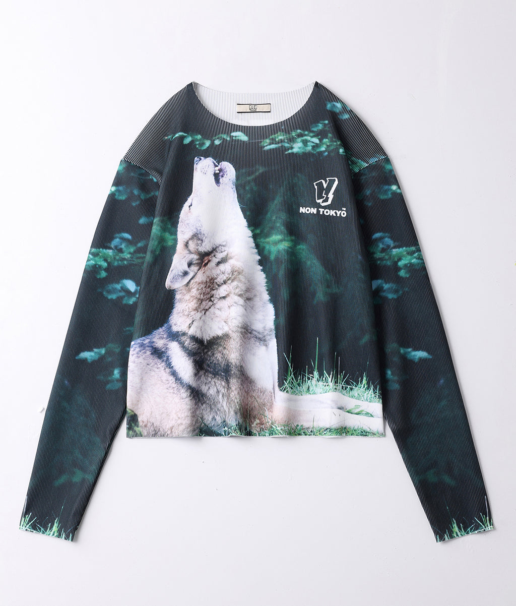 〈NONTOKYO〉RIB CREWNECK TOP (LONG SLEEVE) / リブクリーネックトップ (長袖)（WOLF）