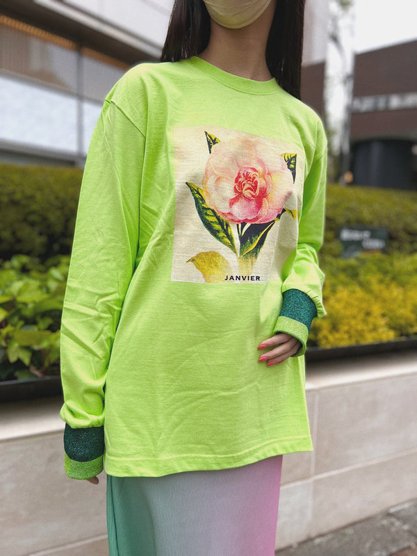 〈NONTOKYO〉PRINT LONG T-SHIRT(FLOWER) / プリントロングスリーブTシャツ(FLOWER)（GREEN）
